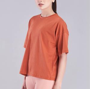 Camiseta Deportiva Holgada para Mujer 2025, de Algodón, Manga Corta, Transpirable, Color Sólido, Suave, Moderna, Ajuste Holgado - Product Image 3