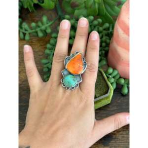 Multi Stone Sterling Silver <b>Adjustable</b> <b>Ring</b> Rhodium Plated Fine Jewelry - Product Image 2
