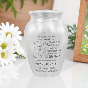 Mini urne personnalisée pour bébé en acier inoxydable Urne décorative gravée commémorative pour la perte d'un enfant en argent de taille personnalisée - Product Image 5