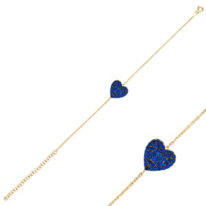 Dainty Heart Shape CZ Stone Design <b>Charm</b> Bracelet Turkish Handmade Women's 925 Sterling Silver Rhodium Plated Certified Jewelry - Product Image 4