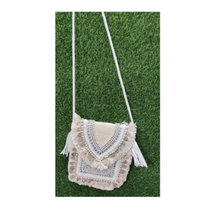 Bolso de hombro bohemio de diseñador para mujer, bolso de mano de algodón hecho a mano, detalle de cuentas, cremallera, compras nocturnas indias geométricas - Product Image 1