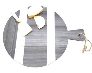 Planche à découper ronde blanche et grise Plateau de cuisine moderne élégant Idéal pour couper l'affichage de service Cadeau Durable - Product Image 1