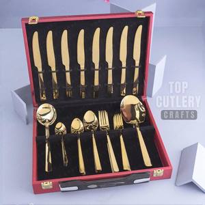 Juego de cubiertos de lujo chapados en oro de 92 piezas para 12 personas, regalo perfecto, juego de cubiertos elegante para bodas - Product Image 2