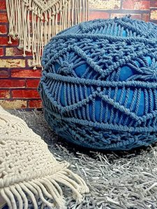 100% algodón MÁS Macramé Puf otomano grande moderno reposapiés para el hogar o el hotel elegante taburete moderno para sala de estar sofá - Product Image 3