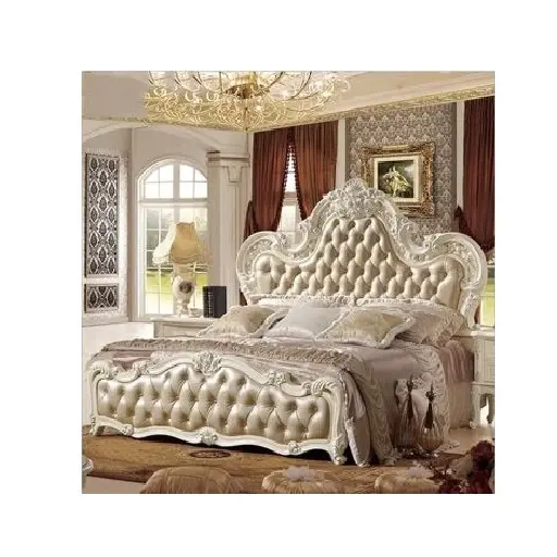 Mobili da camera da letto di lusso moderni in tessuto imbottito in pelle con struttura King Size camera da letto