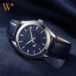 Reloj Automático Miyota 9015 con Fase Lunar, Cristal de Zafiro de Lujo, Correa de Cuero Genuino, Logotipo Personalizado, Reloj Mecánico de Pulsera para Hombre, OEM - Product Image 2