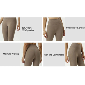 Leggings de Yoga Blancos de Cintura Alta, Largos, con Franja Lateral Acanalada, Sin Costuras, Elásticos en Cuatro Direcciones - Product Image 6