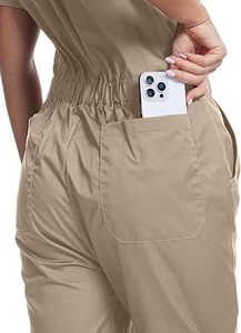 Combinaison de travail pour femme WORK IDEA, manches courtes, légère, à boutons-pression, en coton - Product Image 3