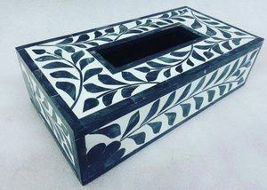 Caja de pañuelos con logotipo personalizado con soporte para pañuelos con incrustaciones de hueso Color de fabricante de India soporte para pañuelos de media luna artesanías - Product Image 3