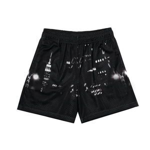 Pantalones cortos deportivos para hombre de algodón 2025 ligeros 100% al por mayor, malla de sublimación personalizada, estilo teñido liso único, servicio OEM - Product Image 3