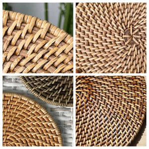 Vente en gros de sets de table ronds en rotin naturel faits à la main au Vietnam pour des ustensiles de cuisine écologiques et une décoration de table de fête de mariage - Product Image 3