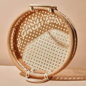 Plateau de présentation rond en rotin, couleurs personnalisées, style unique, plateau de service en osier naturel, vente en gros, prêt à être expédié - Product Image 6