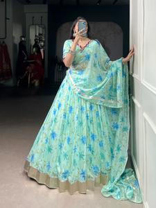 Seda tebby de alta calidad con estampado floral y trabajo de espejo Lehenga Choli fabricante y proveedor de Surat - Product Image 4