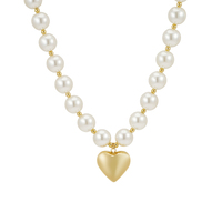 Collier en acier inoxydable plaqué or 18 carats à la mode, pendentif cœur creux, chaîne de perles, étanche pour femme, collier P253548