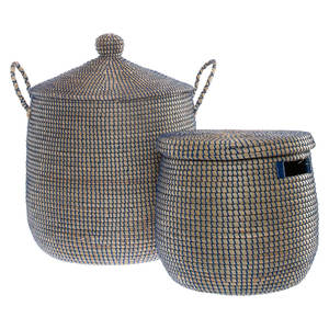 Hot New Large Black Seagrass Storage Basket Vietnam Factory Made Plastic Mimbre Cestas de lavandería para ropa Pot Bag Storage - Product Image 1