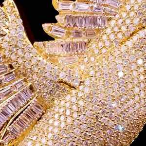 Amuleto de Plata 925 con Incrustaciones de Moissanita, Diseño de Pájaro Volador, Estilo Hip Hop, Chapado en Oro, Unisex, Regalo para Fiesta de Halloween - Product Image 5