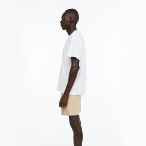 Short d'été décontracté en coton beige pour hommes, 100% coton, longueur genou avec cordons et poches, motif uni - Product Image 4