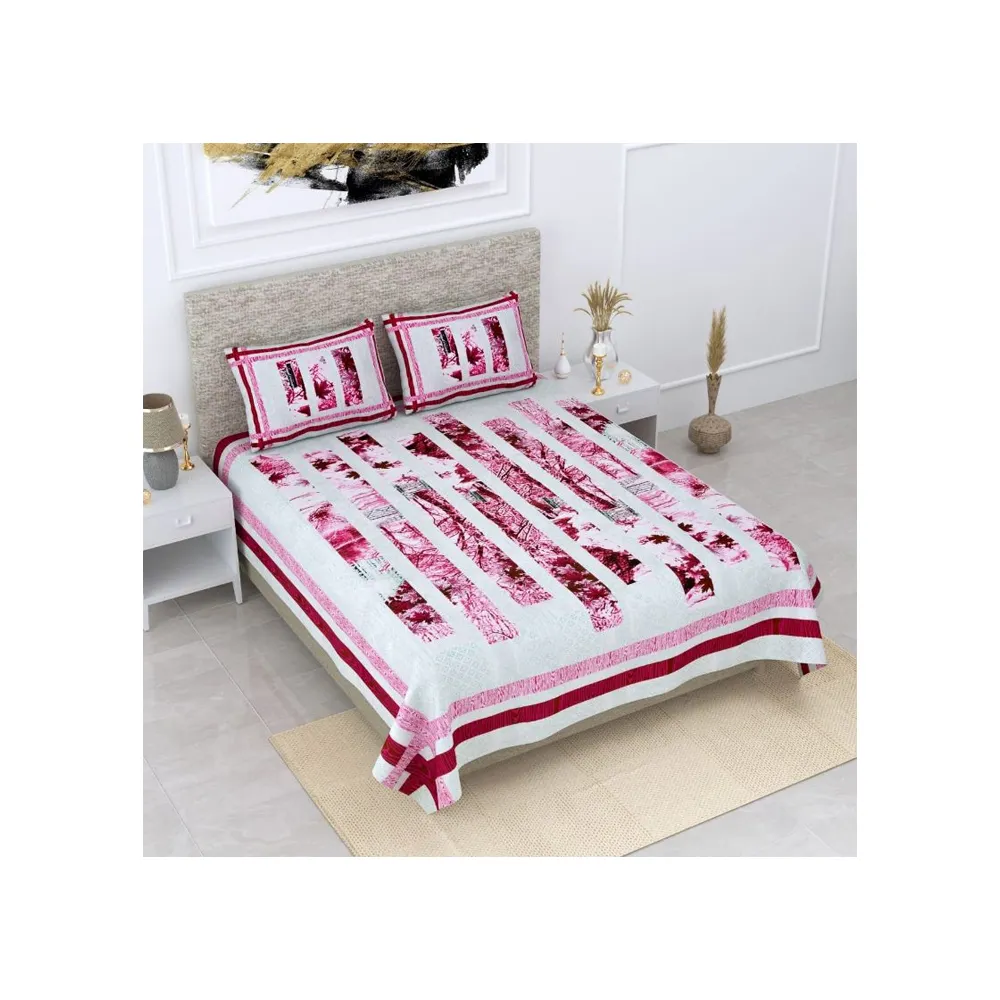 Best Quality Soft Cotton Bedsheet Luxury Home Textile Bedding Sets Floral Printed Embroidered Bedspread Bed Linen Set