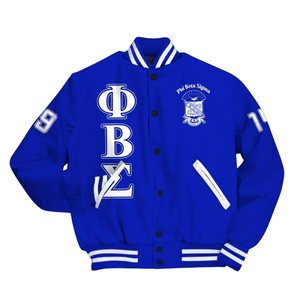 Phi Beta Sigma เสื้อแจ็คเก็ต1914สีฟ้าสีขาวสีขาวกรีกเสื้อแจ็กเก็ตเลตเทอร์แมนเสื้อแจ็คเก็ตปักลายพี่น้องวิทยาลัย - Product Image 2