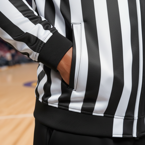 Chaqueta Universitaria Vintage de Invierno para Árbitro de Baloncesto, Negra Teñida, 100% Seda con Logotipo Bordado y Cierre de Cremallera - Product Image 4