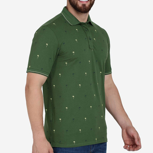 เสื้อโปโลแขนสั้นสีเขียวลายต้นปาล์ม ผ้าฝ้ายอ๊อกซ์ฟอร์ด สไตล์ลำลอง ระบายอากาศได้ดี เสื้อโปโลชาย - Product Image 3