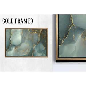 Tableau sur toile imprimé moderne : Design mural en verre marbré vert, 1P Goldframedcanvas - Product Image 1