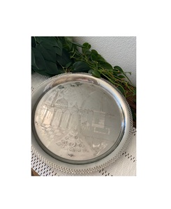 Plateau de service en acier inoxydable avec gravure florale, idéal pour les restaurants de luxe, cadeaux ménagers traditionnels - Product Image 2