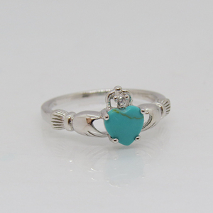 Bagues <span class=keywords><strong>Claddagh</strong></span> Turquoise Cz plaquées or Bague de <span class=keywords><strong>Claddagh</strong></span> irlandaise en <span class=keywords><strong>argent</strong></span> sterling 925 - Product Image 6