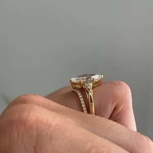 Superbe bague de fiançailles vintage avec diamant Moissanite taille marquise en argent 925 pour anniversaire de mariage - Product Image 3
