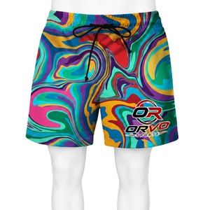 ORVO SPORTS Men's Heat-Transfer Printed Board <b>Shorts</b> Quick Dry Mid Waist Drawstring <b>Swimwear</b> <b>Short</b> Length Polyester/Cotton - Product Image 3