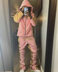 Ensemble coupe-vent OEM, fabrication sur mesure, logo brodé réfléchissant, veste légère en nylon zippée, survêtement 100% nylon pour hommes - Product Image 2