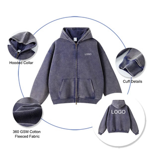 Style urbain Hiver Brodé Oversize Couleurs contrastées Tissage réversible Lourd 100% Coton Coupe courte Double fermeture éclair - Product Image 5