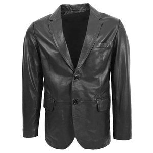 Abrigo Largo de Cuero Genuino para Hombre, Cuello Camisero, Cierre de un Solo Botón, Manga Regular, Grosor Estándar - Product Image 6