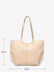 Sac fourre-tout en cuir beige tendance pour femmes, sac à bandoulière minimaliste, grand sac de shopping, sac à main crème, sac de travail, deux sangles, doux et ample - Product Image 3