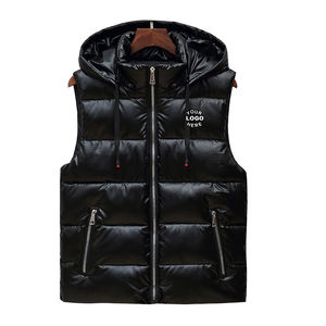 Gilet matelassé sans manches pour homme avec logo personnalisé, veste d'hiver, chauffe-corps en coton avec design matelassé, style décontracté, tissu matelassé - Product Image 1