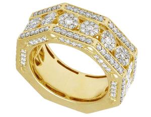 Octagon Frame Mens <b>Ring</b> <b>Crafted</b> in 10K Gold Iced Out with Lab Grown Diamonds Luxury Hip Hop Statement Jewelry - Product Image 3