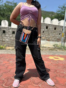 Nuevo Western Tooled Jacquard cuero teléfono Crossbody Sling monederos Vintage Multi Azteca tela único acolchado pequeño muñequera monederos - Product Image 2