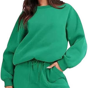 Sudadera con capucha y pantalones de chándal de mujer sólidos con logotipo personalizado conjunto transpirable impermeable - Product Image 1