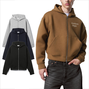 Sweat-shirts à capuche unisexes en gros tendance, à fermeture éclair, en molleton surdimensionné, délavé à l'acide, vêtements décontractés à la mode - Product Image 1