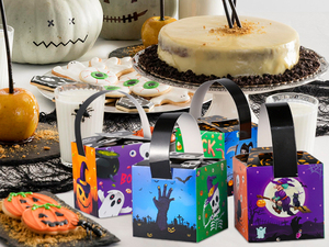 Halloween Promotional Novelty Paperboard Gift <b>Boxes</b> Square Handle Digital Four-Color Printing Trick <b>Treat</b> Design Self Erecting - Product Image 2