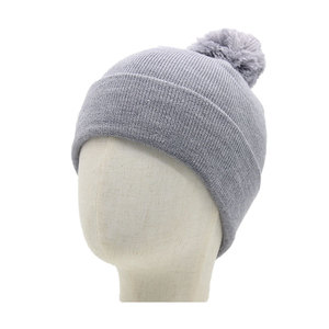 New Arrive Customized Pom Pom Beanies Hats-Winter Warm Knitted Unisex Adults Wool/Cotton Solid Pattern High Quality - Product Image 2