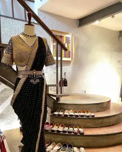 FULPARI Heavy Georgette diseñador indio Sari/Sari para mujer último diseño Sari indio saris ropa de fiesta