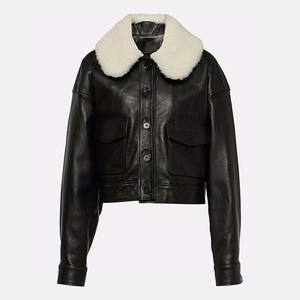 2025 Bomber nueva chaqueta de cuero genuino para mujer cuello personalizado bordado transpirable chaqueta de cuero personalizada de buena calidad - Product Image 5