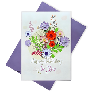 Tarjeta de Regalo de Papel Vietnamita, Feliz Cumpleaños, Quilling Hecho a Mano, Diseño Floral en Capas Personalizado - Product Image 4