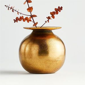 Jarrón de metal contemporáneo hecho a mano para decoración de sala de estar con patrón artístico y acabado pulido brillante - Product Image 4