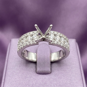 Bague de fiançailles et de mariage semi-montée classique en or blanc massif 18 carats avec diamant véritable taille brillant 1 carat pour femme, idéale pour les fêtes - Collection Hong Kong Jewellery - Product Image 1