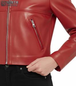 Veste d'hiver en cuir véritable pour femmes tissu de toile respirante Service OEM personnalisable en gros - Product Image 5