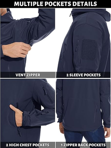 Veste softshell pour hommes en gros manteau doublé polaire chaud d'hiver de style tactique avec capuche fournisseur - Product Image 2