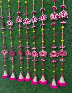 ชุด10ดอกบัวลาเต้แขวน torans ปอมปอมตกแต่งฉากหลังสำหรับงานแต่งงาน Diwali และของตกแต่งบ้าน Mandir ของขวัญตกแต่งปีใหม่ - Product Image 5