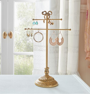 Soporte artístico de joyería de flor de campana negra y dorada, exhibición única para collares y pequeños accesorios. A precios de mayorista. - Product Image 3